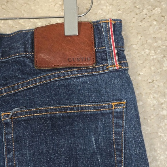 Gustin Jeans Mens 33 (Fits 29x27) Blue Straight Raw Selvedge Denim Minimalist - Picture 7 of 16